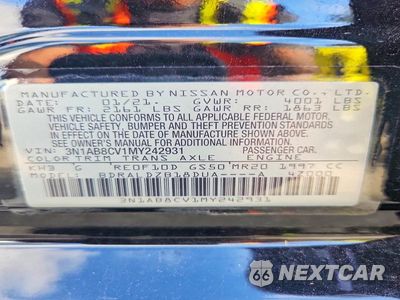 Zdjęcie 12 z 12 samochodu: 2021 NISSAN SENTRA SV VIN:3N1AB8CV1MY242931 - miniatura