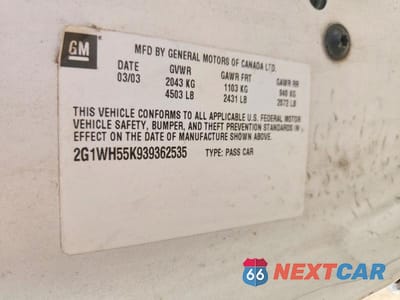 Zdjęcie 12 z 12 samochodu: 2003 CHEVROLET IMPALA LS VIN:2G1WH55K939362535 - miniatura