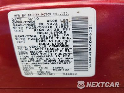 Zdjęcie 13 z 13 samochodu: 2011 NISSAN ROGUE S VIN:JN8AS5MV0BW263627 - miniatura