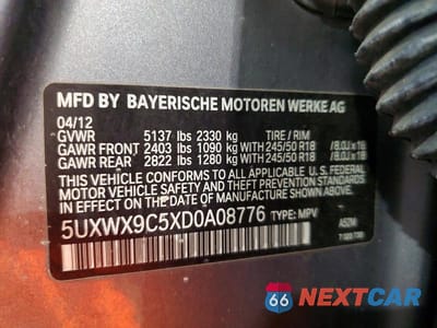 Zdjęcie 13 z 13 samochodu: 2013 BMW X3 XDRIVE28I VIN:5UXWX9C5XD0A08776 - miniatura