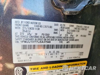 Zdjęcie 13 z 13 samochodu: 2020 FORD EXPEDITION XLT VIN:1FMJU1HT7LEA37546 - miniatura