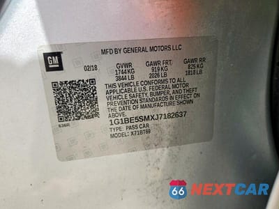 Zdjęcie 12 z 12 samochodu: 2018 CHEVROLET CRUZE LT VIN:1G1BE5SMXJ7182637 - miniatura