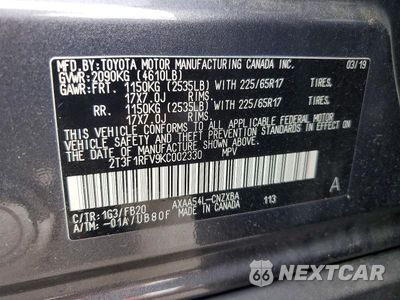 Zdjęcie 14 z 14 samochodu: 2019 TOYOTA RAV4 LE VIN:2T3F1RFV9KC002330 - miniatura