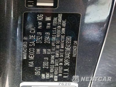 Zdjęcie 12 z 12 samochodu: 2021 KIA FORTE GT LINE VIN:3KPF34AD1ME419580 - miniatura