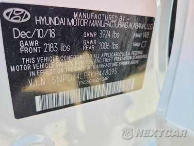 Zdjęcie 12 z 12 samochodu: 2019 HYUNDAI ELANTRA SE VIN:5NPD74LF3KH448095 - miniatura