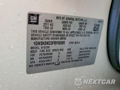 Zdjęcie 12 z 12 samochodu: 2015 CHEVROLET TAHOE K1500 LT VIN:1GNSKBKC0FR158985 - miniatura