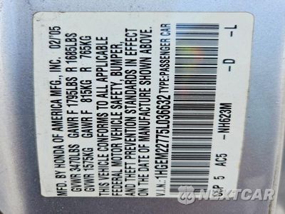 Zdjęcie 12 z 12 samochodu: 2005 HONDA CIVIC HX VIN:1HGEM22775L036632 - miniatura