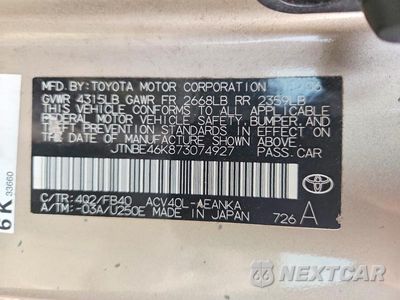 Zdjęcie 12 z 12 samochodu: 2007 TOYOTA CAMRY LE VIN:JTNBE46K873074927 - miniatura