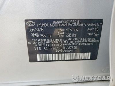 Zdjęcie 13 z 13 samochodu: 2018 HYUNDAI SONATA SE VIN:5NPE24AF8JH687730 - miniatura