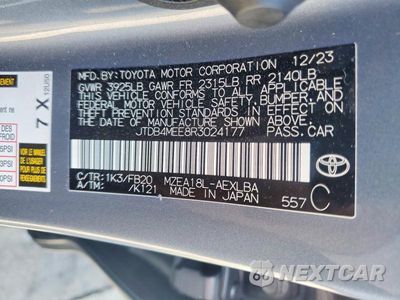 Zdjęcie 12 z 12 samochodu: 2024 TOYOTA COROLLA LE VIN:JTDB4MEE8R3024177 - miniatura