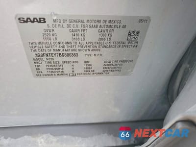 Zdjęcie 13 z 13 samochodu: 2011 SAAB 9-4X PREMIUM VIN:3G0FNTEY7BS800363 - miniatura