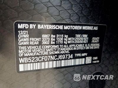 Zdjęcie 14 z 14 samochodu: 2022 BMW IX XDRIVE50 VIN:WB523CF07NCJ69734 - miniatura