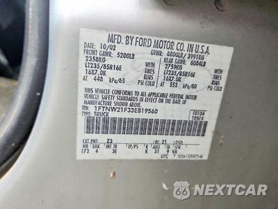 Zdjęcie 12 z 12 samochodu: 2003 FORD F250 SUPER DUTY VIN:1FTNW21F33EB19560 - miniatura