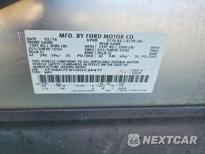 Zdjęcie 13 z 13 samochodu: 2016 FORD EXPLORER LIMITED VIN:1FM5K7F81GGC25417 - miniatura