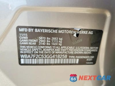 Zdjęcie 12 z 12 samochodu: 2016 BMW 750 XI VIN:WBA7F2C53GG418258 - miniatura