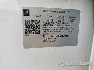 Zdjęcie 12 z 12 samochodu: 2018 CHEVROLET MALIBU LT VIN:1G1ZD5ST0JF212985 - miniatura