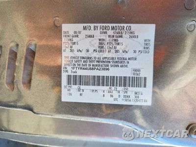 Zdjęcie 12 z 12 samochodu: 2008 FORD RANGER SUPER CAB VIN:1FTYR44U88PA23896 - miniatura