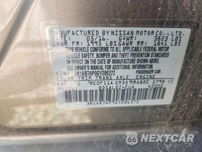 Zdjęcie 13 z 13 samochodu: 2016 NISSAN SENTRA SV VIN:3N1AB7AP9GY286372 - miniatura