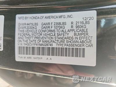 Zdjęcie 12 z 12 samochodu: 2021 HONDA ACCORD SPORT SE VIN:1HGCV1F41MA028745 - miniatura