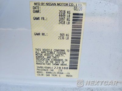 Zdjęcie 13 z 13 samochodu: 2020 NISSAN ALTIMA SL VIN:1N4BL4EWXLC228388 - miniatura