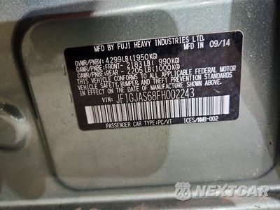 Zdjęcie 12 z 12 samochodu: 2015 SUBARU IMPREZA SPORT LIMITED VIN:JF1GJAS68FH002243 - miniatura