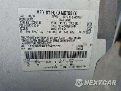 Zdjęcie 13 z 13 samochodu: 2015 FORD EXPLORER LIMITED VIN:1FM5K8F8XFGA20327 - miniatura