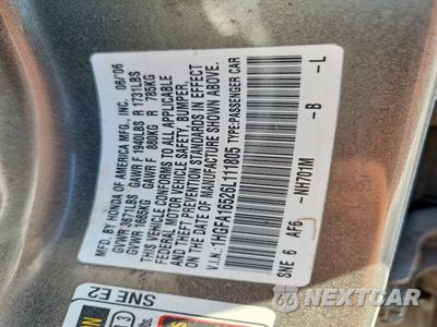 Zdjęcie 12 z 12 samochodu: 2006 HONDA CIVIC LX VIN:1HGFA16526L111805 - miniatura