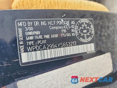 Zdjęcie 12 z 12 samochodu: 2000 PORSCHE 911 CARRERA 2 VIN:WP0CA2994YS653213 - miniatura