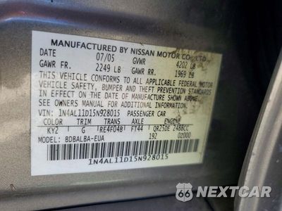 Zdjęcie 13 z 13 samochodu: 2005 NISSAN ALTIMA 2.5 VIN:1N4AL11D15N928015 - miniatura