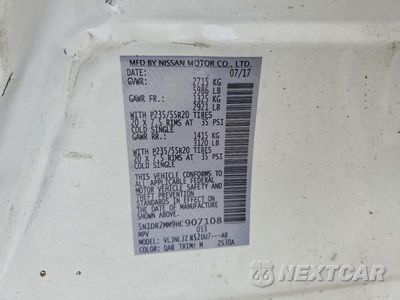 Zdjęcie 13 z 13 samochodu: 2017 NISSAN PATHFINDER PLATINUM VIN:5N1DR2MM9HC907108 - miniatura