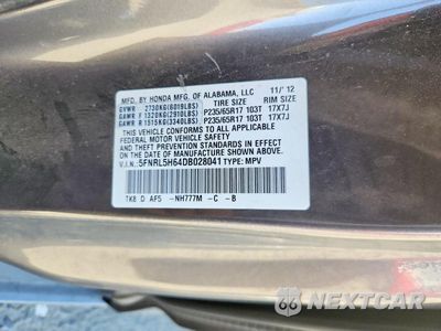 Zdjęcie 13 z 13 samochodu: 2013 HONDA ODYSSEY EXL VIN:5FNRL5H64DB028041 - miniatura