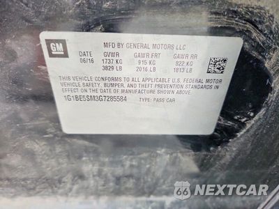 Zdjęcie 12 z 12 samochodu: 2016 CHEVROLET CRUZE LT VIN:1G1BE5SM3G7285584 - miniatura