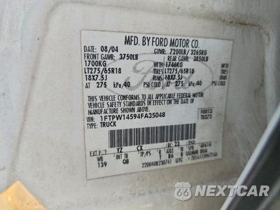 Zdjęcie 12 z 12 samochodu: 2004 FORD F150 SUPERCREW VIN:1FTPW14594FA35048 - miniatura