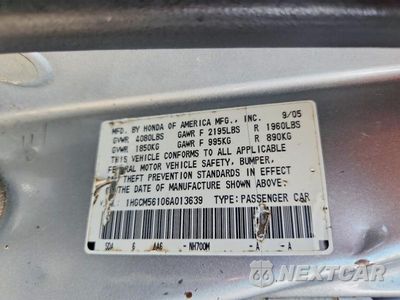 Zdjęcie 12 z 12 samochodu: 2006 HONDA ACCORD VALUE VIN:1HGCM56106A013639 - miniatura