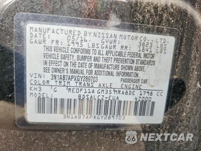 Zdjęcie 13 z 13 samochodu: 2016 NISSAN SENTRA FE+S VIN:3N1AB7APXGY289703 - miniatura