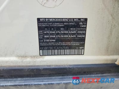 Zdjęcie 13 z 13 samochodu: 2012 MERCEDES-BENZ GL 450 4MATIC VIN:4JGBF7BE1CA762546 - miniatura