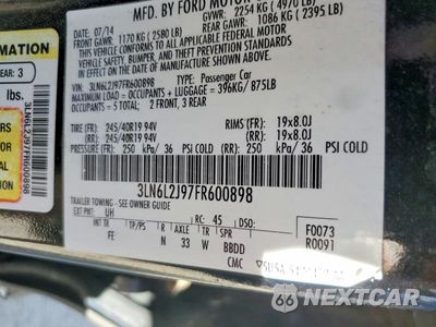 Zdjęcie 12 z 12 samochodu: 2015 LINCOLN MKZ VIN:3LN6L2J97FR600898 - miniatura