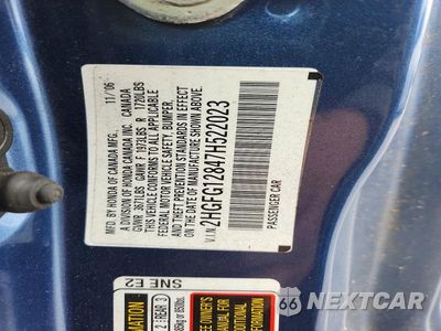 Zdjęcie 12 z 12 samochodu: 2007 HONDA CIVIC EX VIN:2HGFG12847H522023 - miniatura