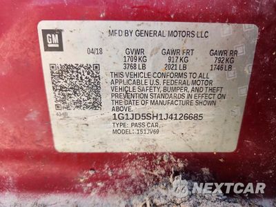Zdjęcie 12 z 12 samochodu: 2018 CHEVROLET SONIC LT VIN:1G1JD5SH1J4126685 - miniatura