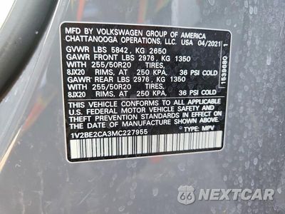 Zdjęcie 12 z 12 samochodu: 2021 VOLKSWAGEN ATLAS CROSS SPORT SEL VIN:1V2BE2CA3MC227955 - miniatura