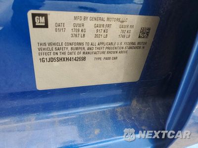 Zdjęcie 12 z 12 samochodu: 2017 CHEVROLET SONIC LT VIN:1G1JD5SHXH4142698 - miniatura