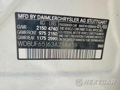 Zdjęcie 12 z 12 samochodu: 2003 MERCEDES-BENZ E 320 VIN:WDBUF65J63A218459 - miniatura