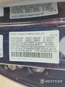 Zdjęcie 12 z 12 samochodu: 2018 HONDA ACCORD SPORT VIN:1HGCV2F38JA032770 - miniatura
