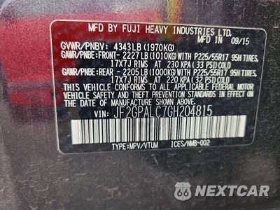 Zdjęcie 13 z 13 samochodu: 2016 SUBARU CROSSTREK LIMITED VIN:JF2GPALC7GH204815 - miniatura