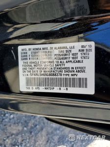 Zdjęcie 13 z 13 samochodu: 2013 HONDA ODYSSEY EXL VIN:5FNRL5H69DB088378 - miniatura