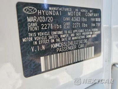 Zdjęcie 12 z 12 samochodu: 2020 HYUNDAI IONIQ SE VIN:KMHC65LD4LU214196 - miniatura