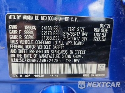 Zdjęcie 13 z 13 samochodu: 2021 HONDA HR-V EXL VIN:3CZRU6H73MM724293 - miniatura