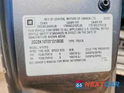 Zdjęcie 12 z 12 samochodu: 2000 CHEVROLET SILVERADO K1500 VIN:2GCEK19T8Y1319696 - miniatura