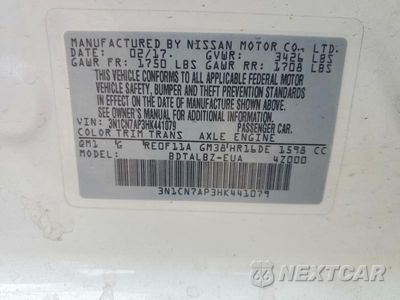 Zdjęcie 12 z 12 samochodu: 2017 NISSAN VERSA 1.6 SV VIN:3N1CN7AP3HK441079 - miniatura