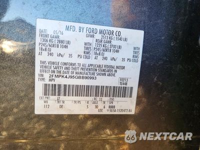 Zdjęcie 14 z 14 samochodu: 2016 FORD EDGE SEL VIN:2FMPK4J95GBB90993 - miniatura